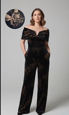Sugarlips Ace Floral Love Velvet Off Shoulder Jumpsuit Size Small Nwt Prom Party